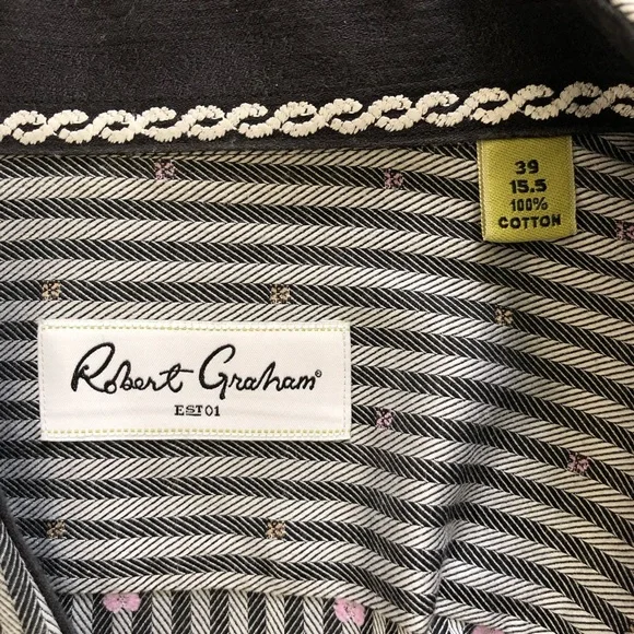 Robert Graham Striped Button-down Shirt 35 / 15.5 - Picture 4 of 4